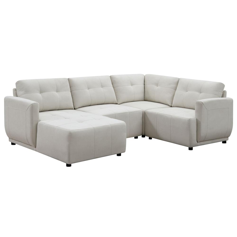Picket House Furnishings Gianni Left Hand Facing Modular 4PC Sectional with Chaise in Natural. Picture 2