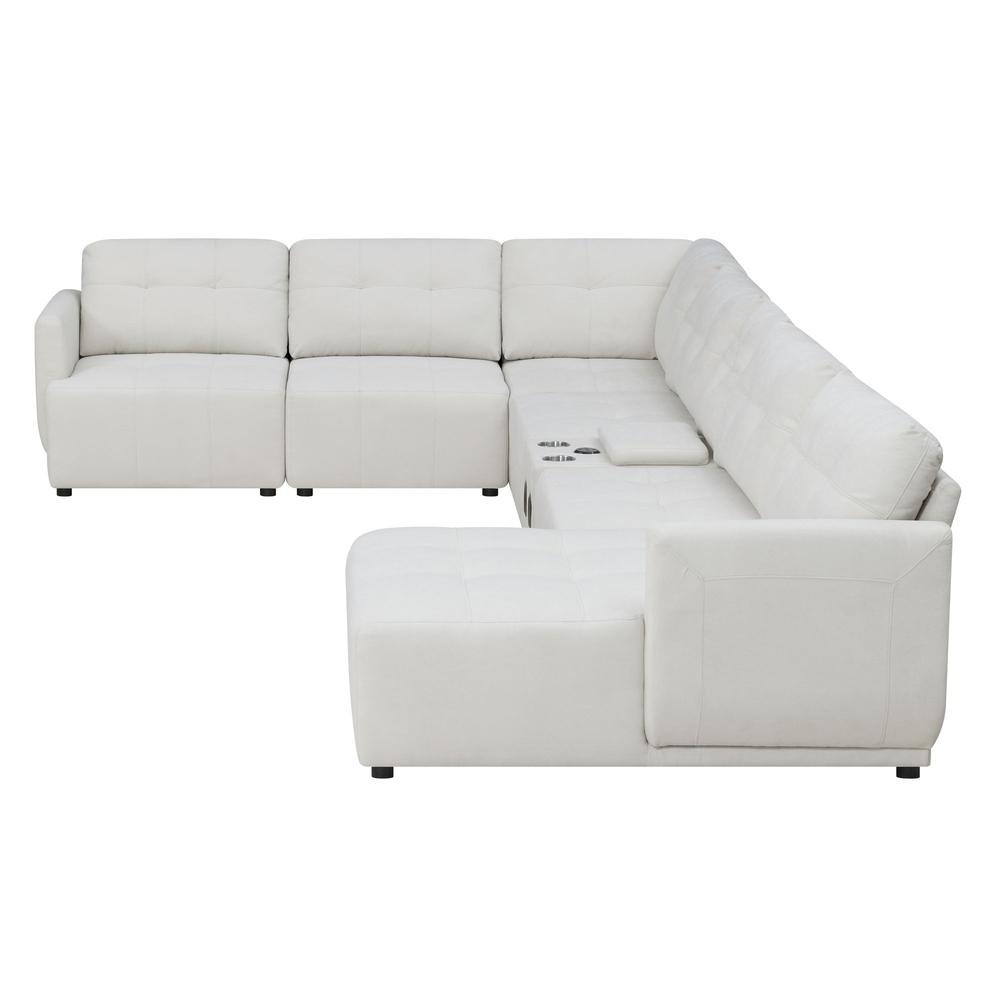Picket House Furnishings Gianni Right Hand Facing Modular 7PC Sectional Set with Chaise in Natural. Picture 5
