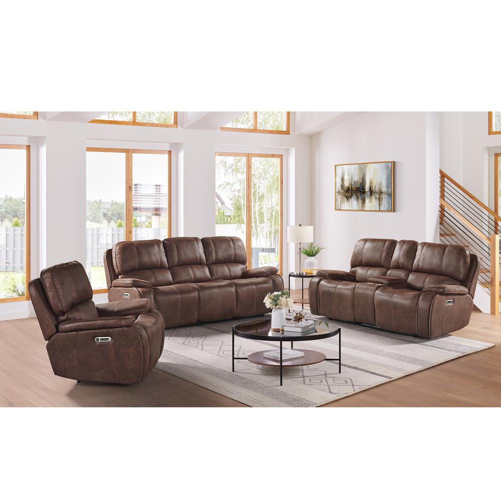 Grover Power Motion Sofa with Power Motion Head Recliner in Heritage Brown. Picture 16