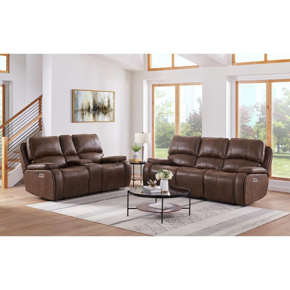 Grover Power Motion Sofa with Power Motion Head Recliner in Heritage Brown. Picture 13