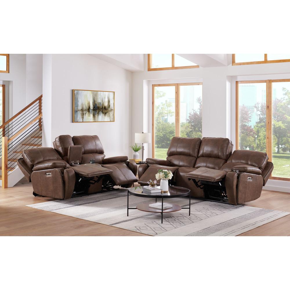 Grover Power Motion Sofa with Power Motion Head Recliner in Heritage Brown. Picture 14