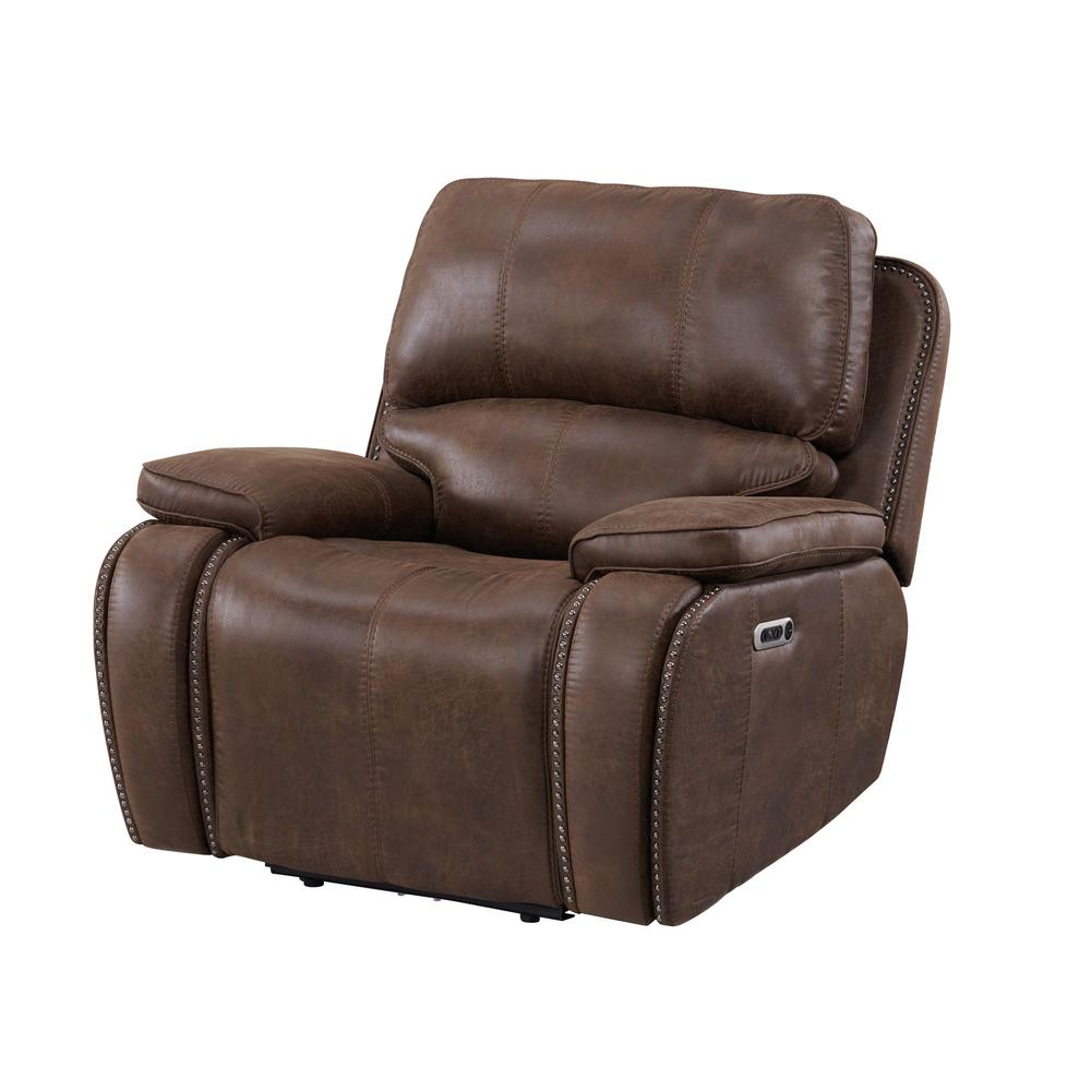 Grover Power Motion Recliner with Power Head Recliner in Heritage Brown. Picture 1