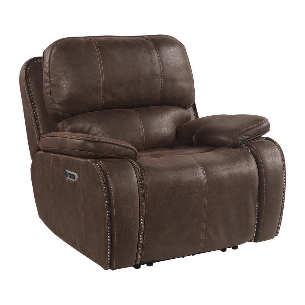 Grover Power Motion Recliner with Power Head Recliner in Heritage Coffee. Picture 1