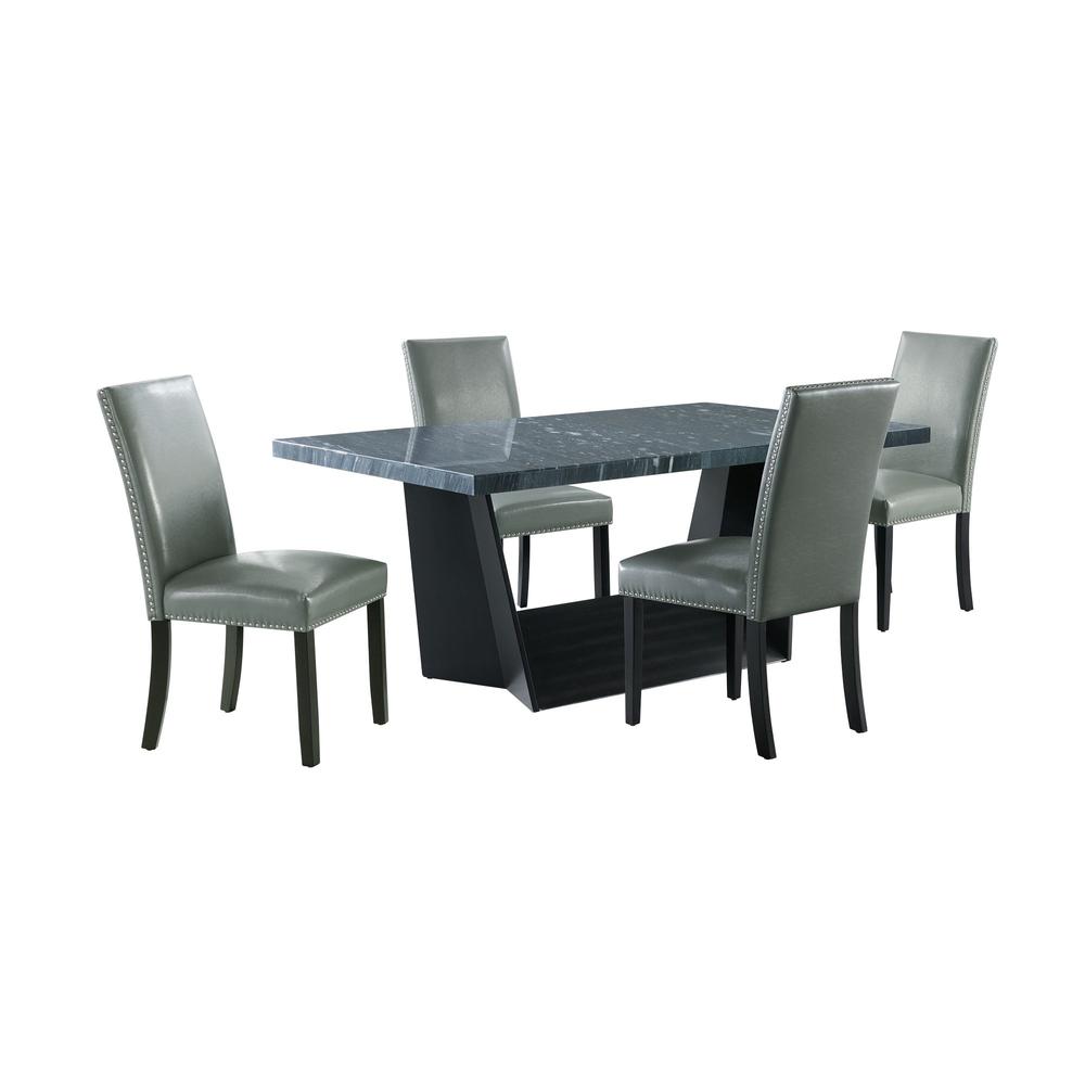 Dillon Standard Height Gray 5PC Dining Set-Table & Four Faux Leather Chairs in Gray. Picture 2