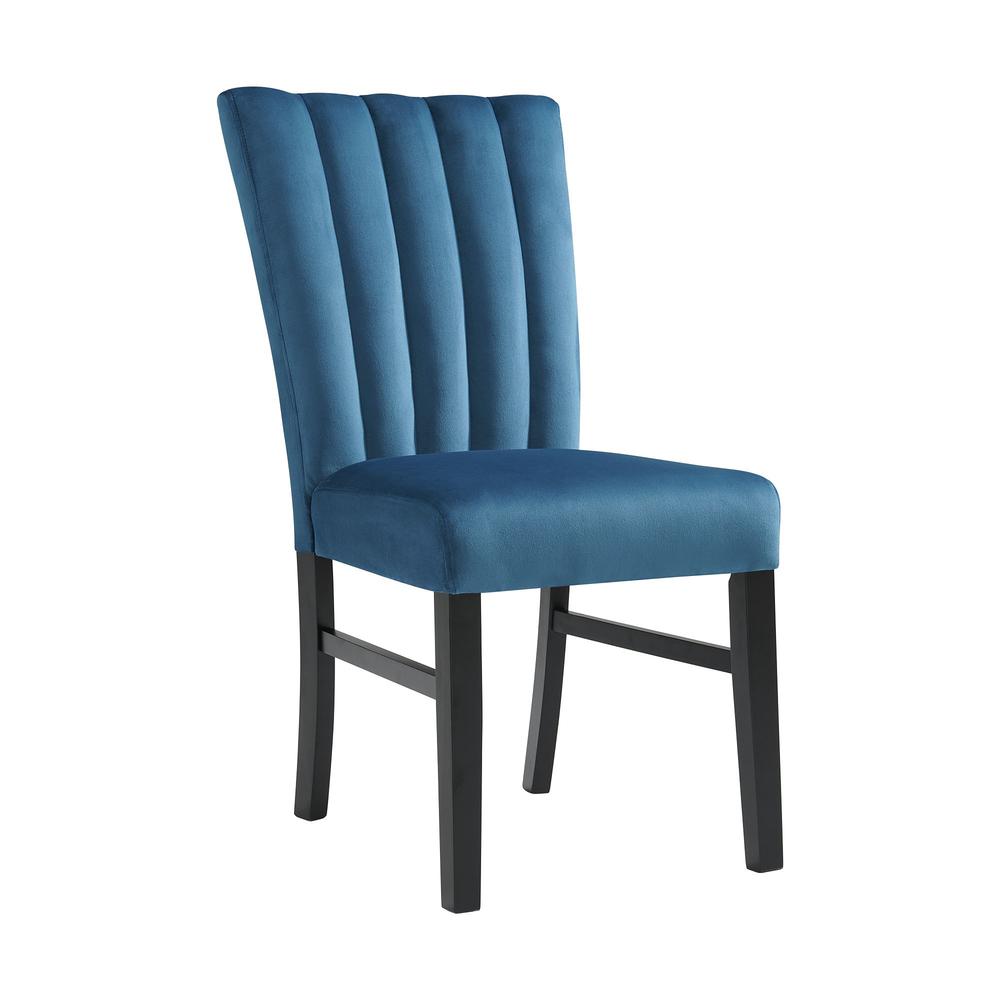 Odette Side Chair in Navy Blue Velvet (2 Per Pack). Picture 2