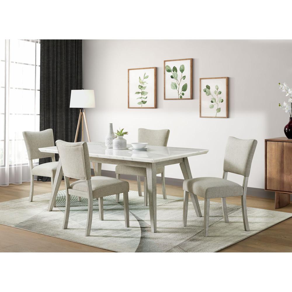Kean  Dining Table w/white marble top in White. Picture 6