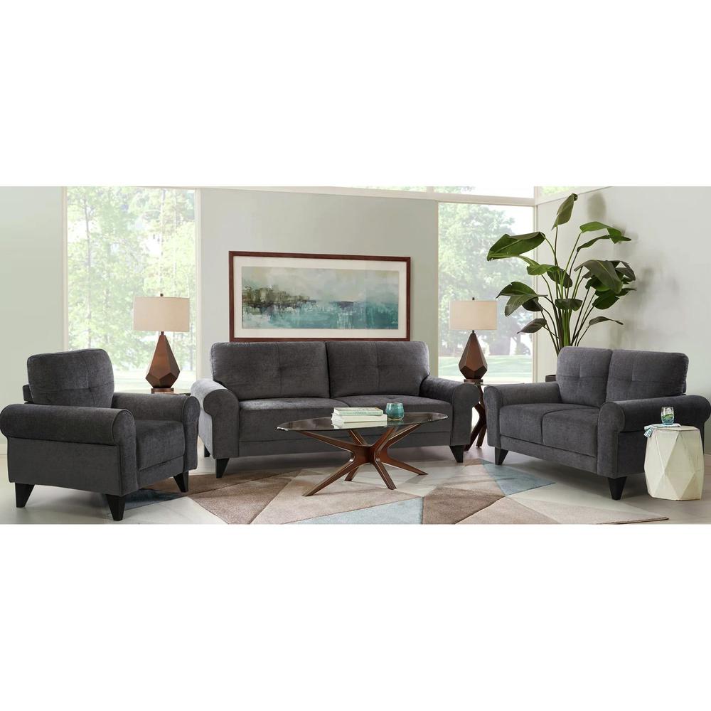 Picket House Furnishings Atticus Loveseat in Charcoal. Picture 3