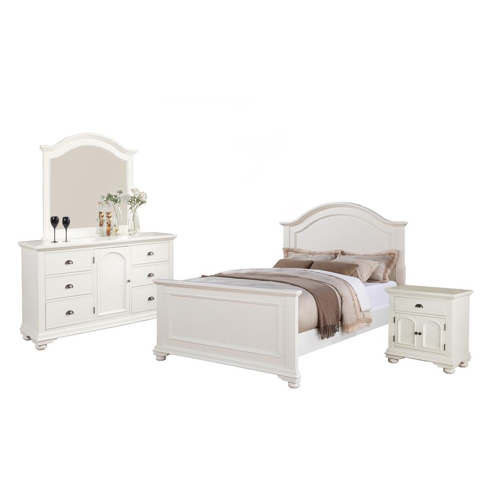 Addison White Queen Panel 4PC Bedroom Set. Picture 12