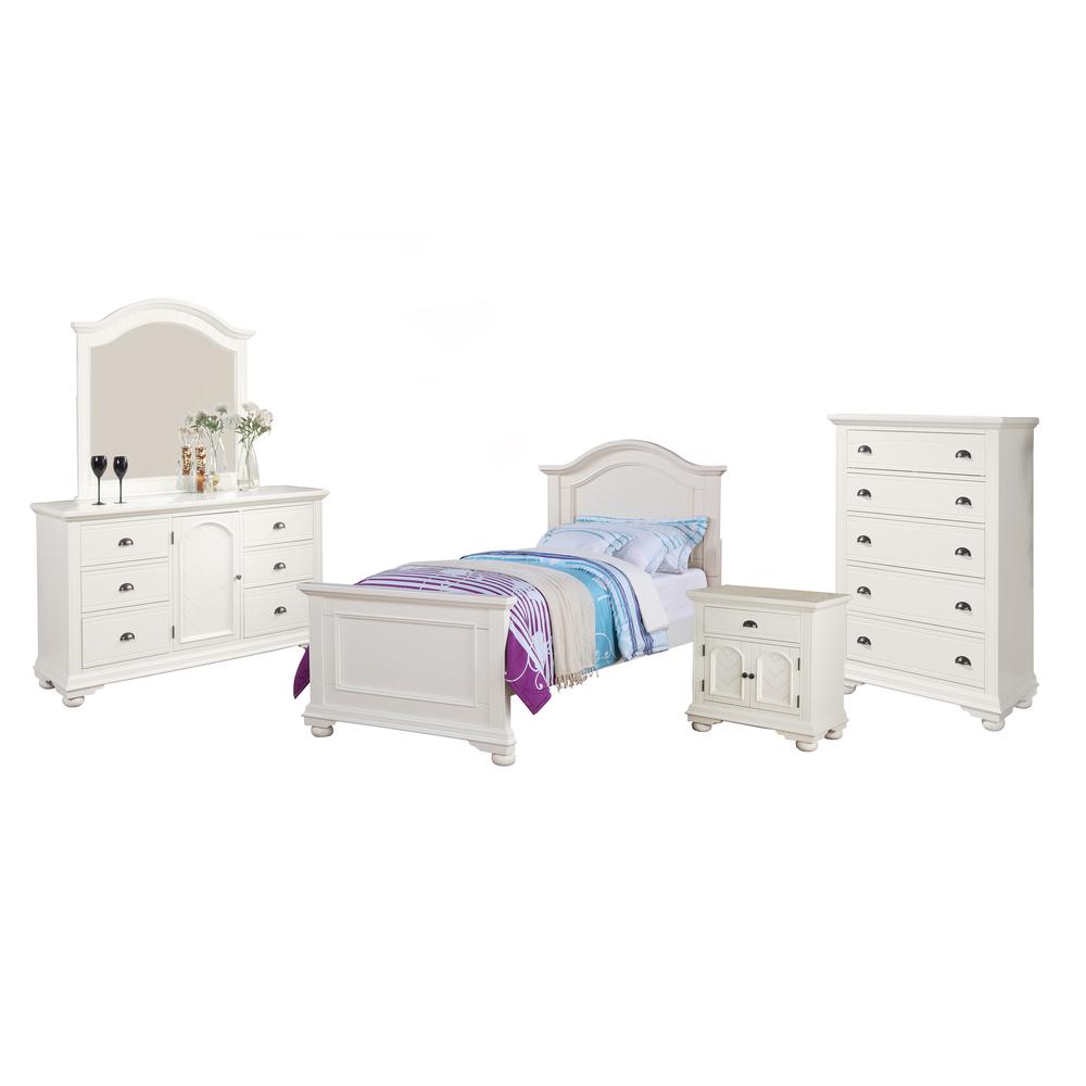 Addison White Twin Panel 5PC Bedroom Set. Picture 15