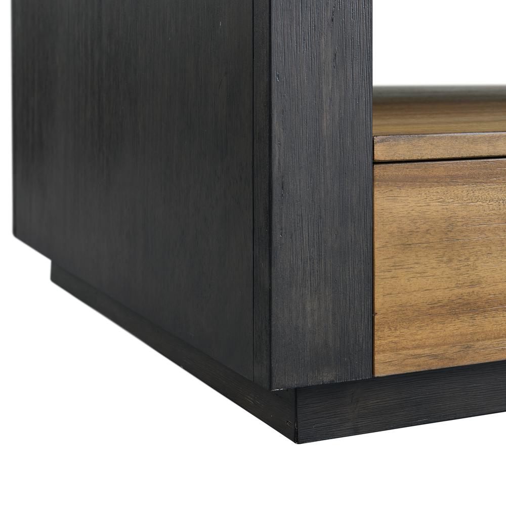 Stephen Coffee Table with 4 Drawers in Light Oak & Black. Picture 6