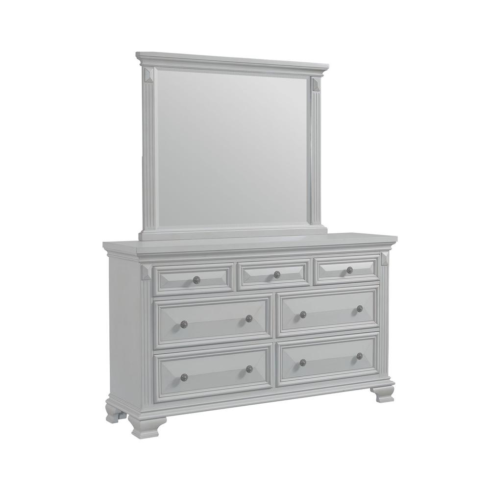 Picket House Furnishings Trent 7-Drawer Dresser w/ Mirror Set in Antique Grey. The main picture.