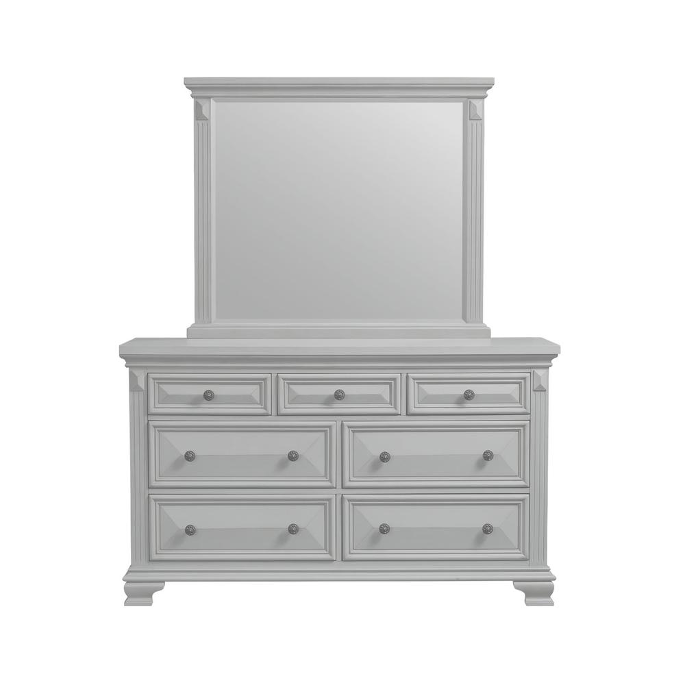 Picket House Furnishings Trent 7-Drawer Dresser w/ Mirror Set in Antique Grey. Picture 5