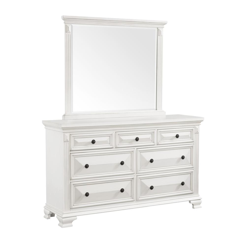 Trent 7-Drawer Dresser w/ Mirror Set in White. Picture 1