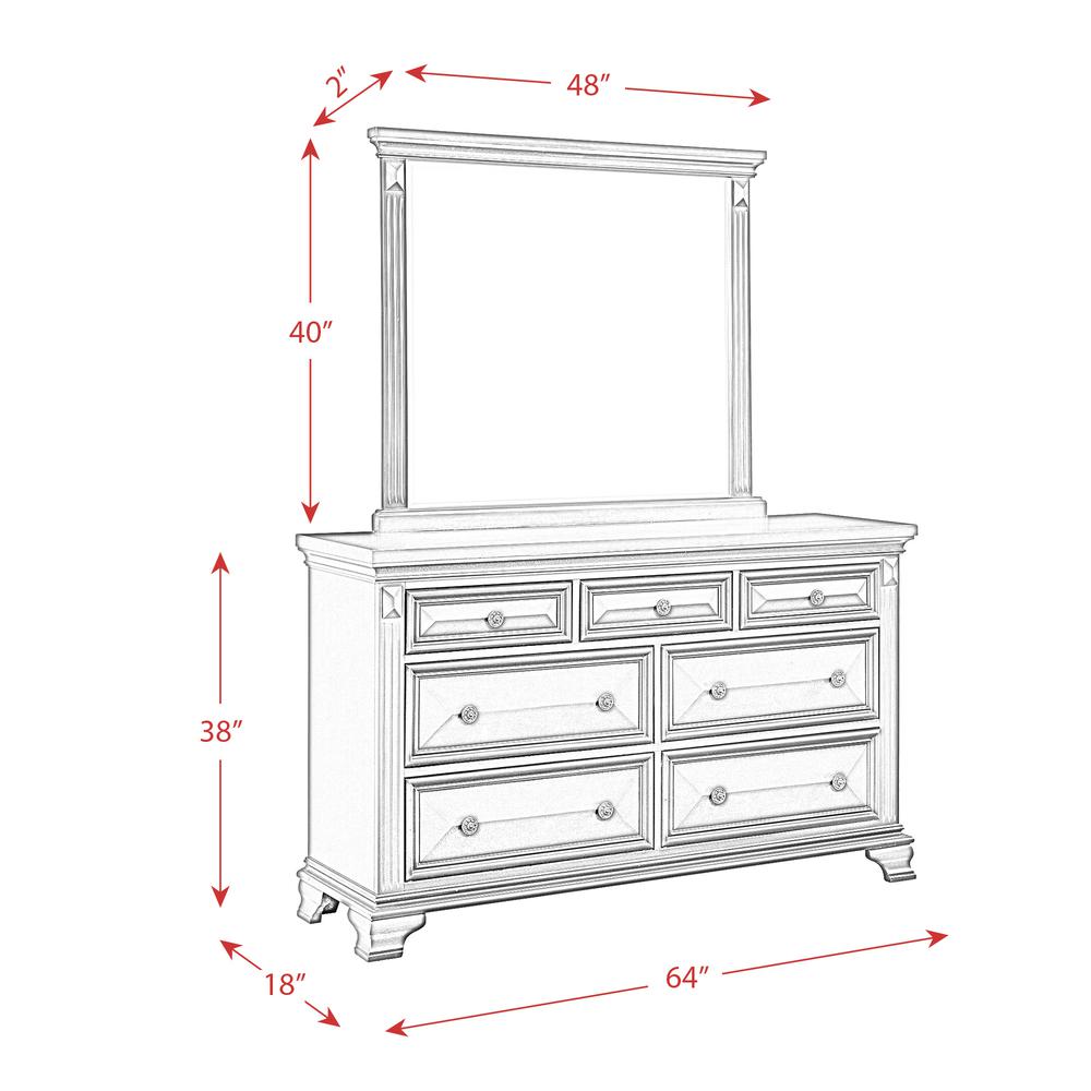 Trent 7-Drawer Dresser w/ Mirror Set in White. Picture 5