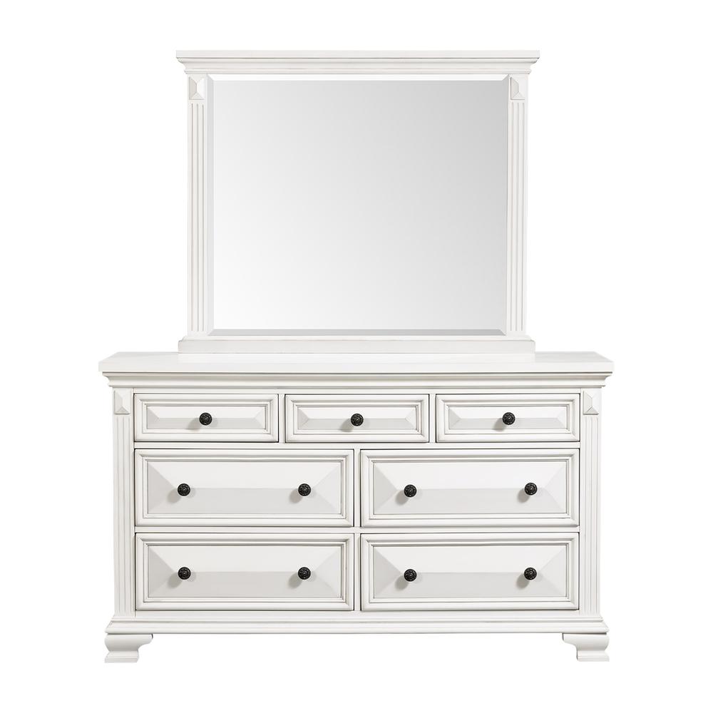 Trent 7-Drawer Dresser w/ Mirror Set in White. Picture 6