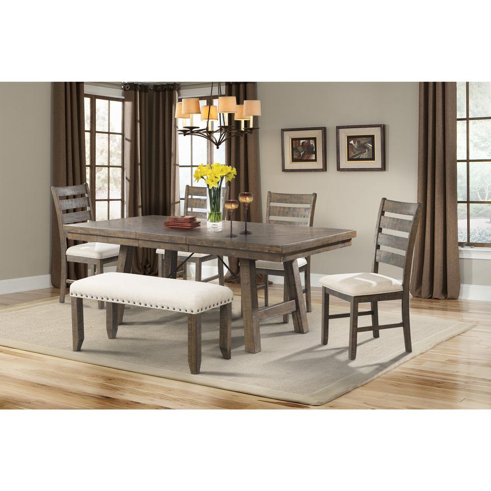Dex 6PC Dining Set- Table, 4 Ladder Side Chairs & Bench. Picture 13