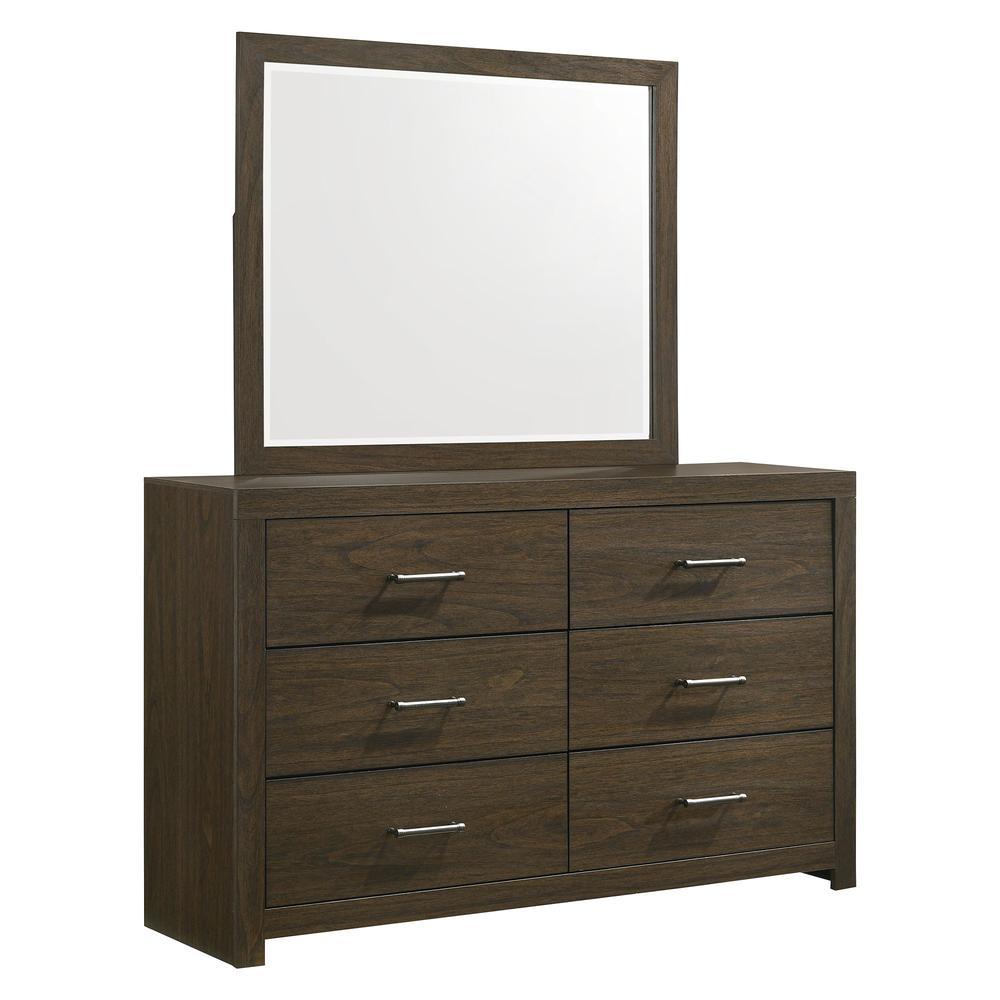 Picket House Furnishings Hendrix 6-Drawer Dresser with Mirror in Walnut. Picture 4