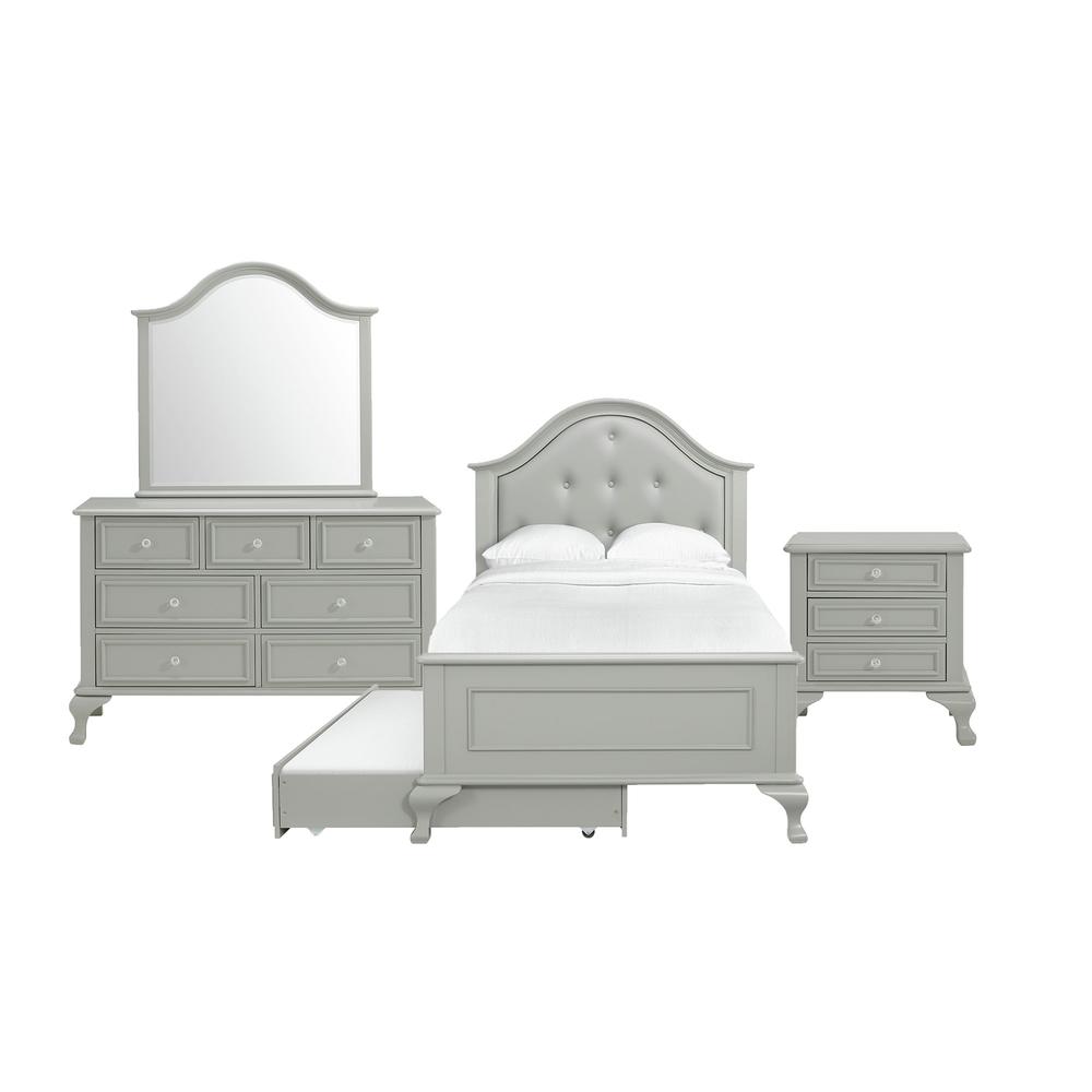 Picket House Furnishings Jenna Twin Panel 4PC Bedroom Set in Grey. Picture 2