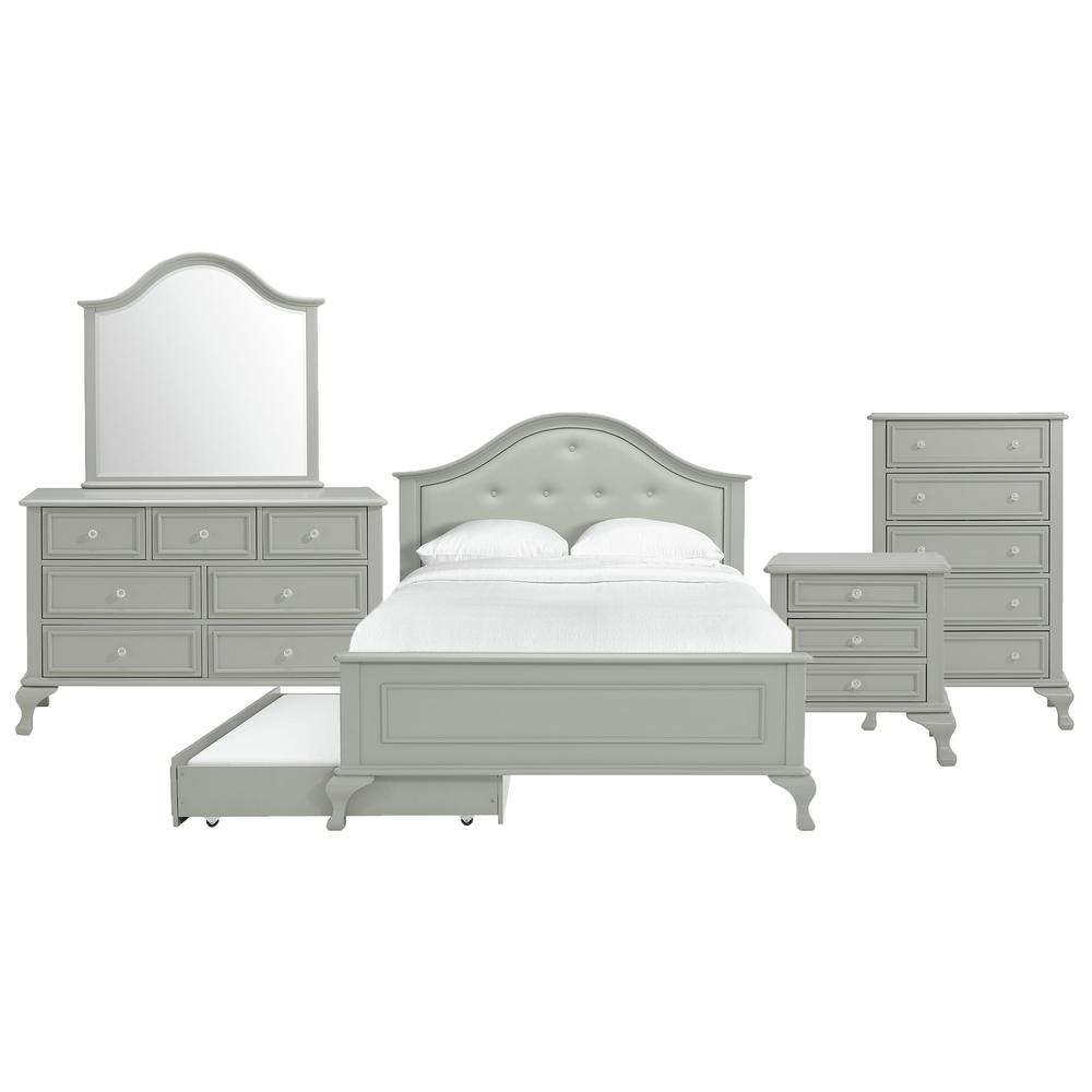 Picket House Furnishings Jenna Full Panel 5PC Bedroom Set in Grey. Picture 2