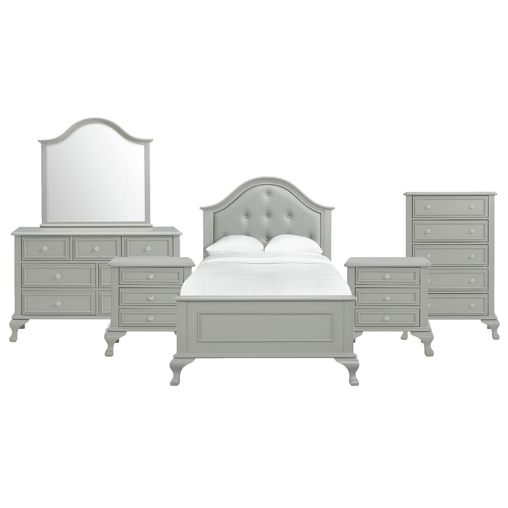 Picket House Furnishings Jenna Twin Panel 6PC Bedroom Set, Grey. Picture 2