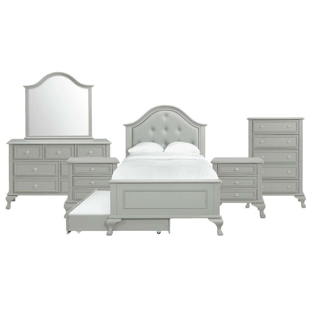 Picket House Furnishings Jenna Twin Panel 6PC Bedroom Set in Grey. Picture 2
