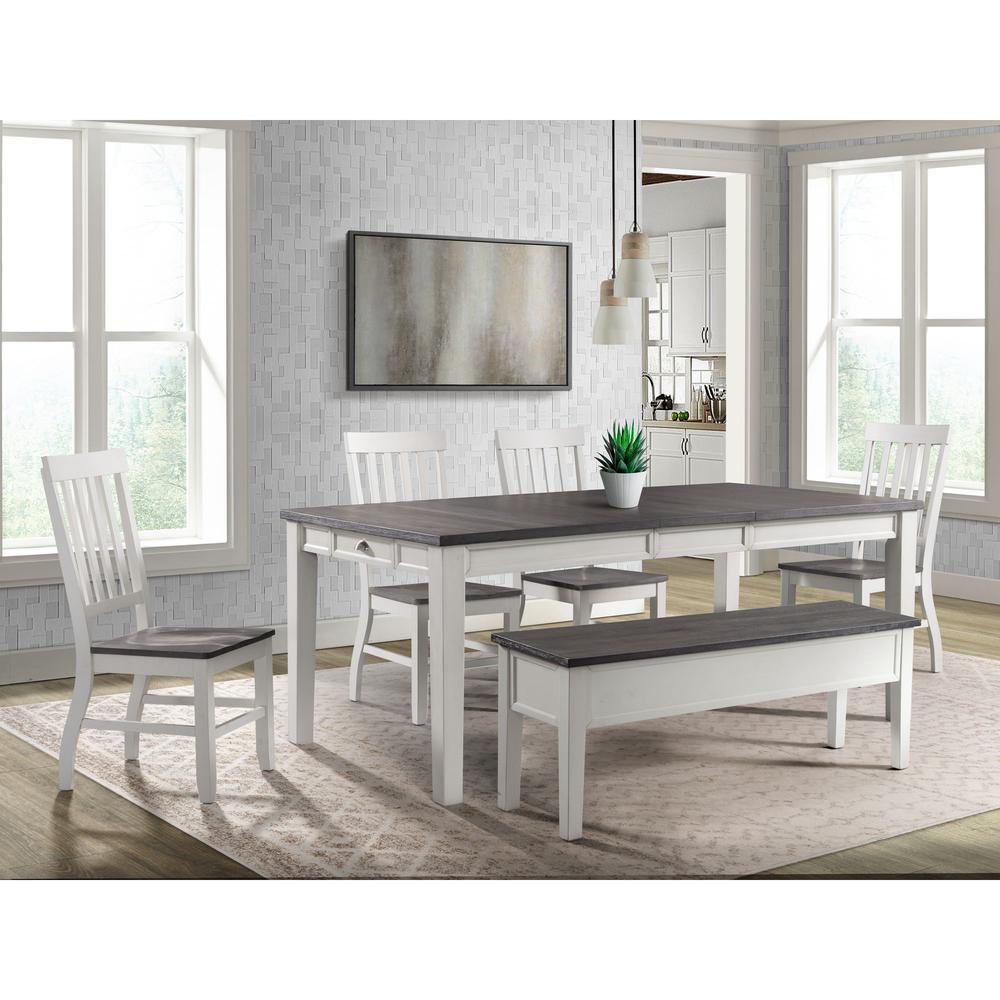 Picket House Furnishings Jamison 6PC Standard Height Dining Set-Table, Four Chairs & Storage Bench. Picture 17