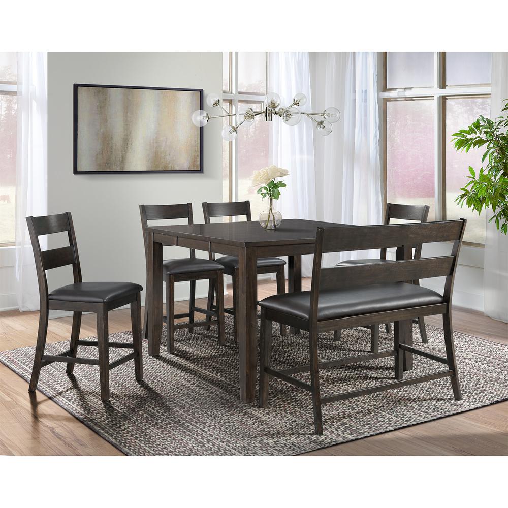 Picket House Furnishings Alpha  6PC Counter Height Dining Set-Table, Four Chairs & Bench. Picture 1