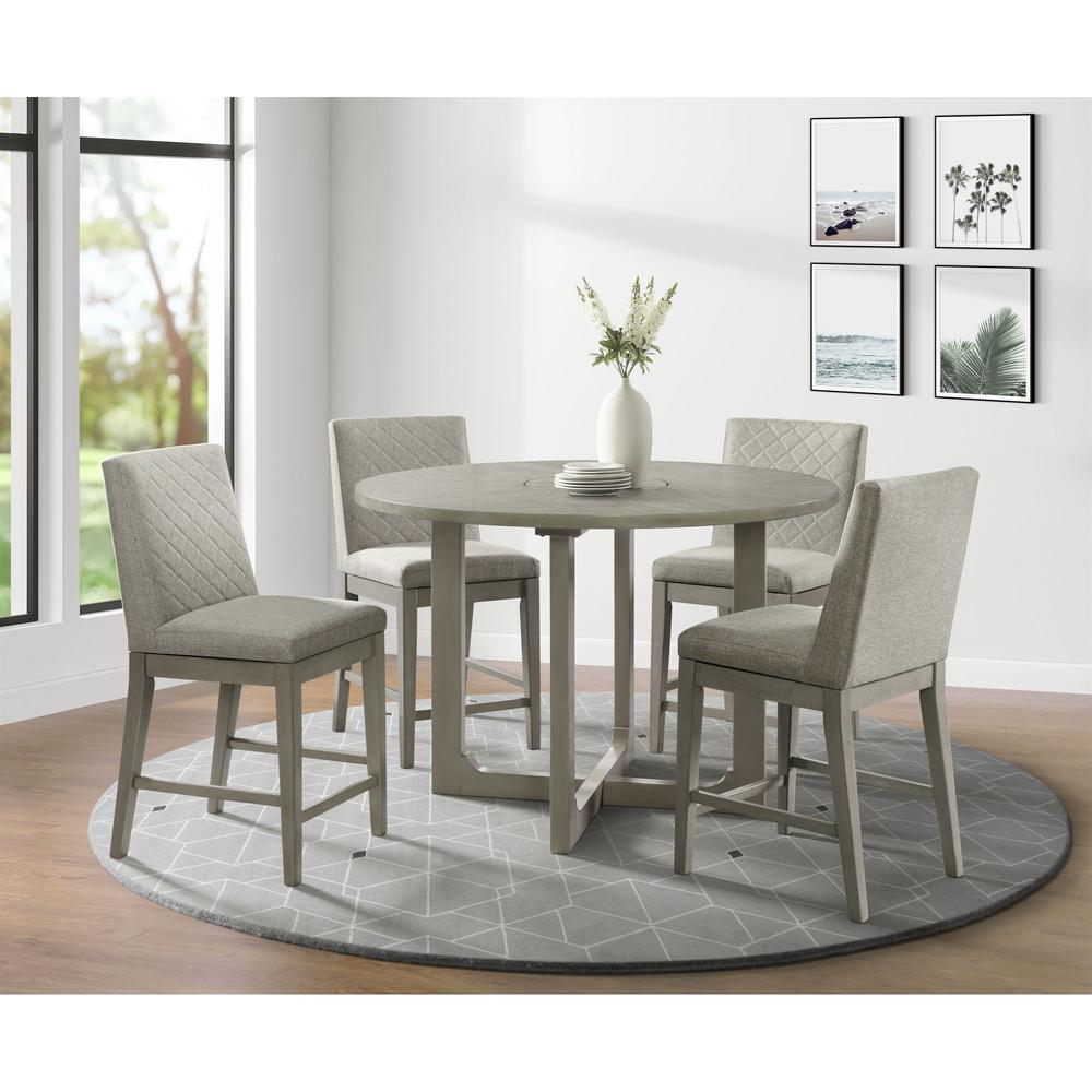 Picket House Furnishings Calderon Round 5PC Counter Height Dining Set in Grey-Table & Four Diamond Back Chairs. Picture 2