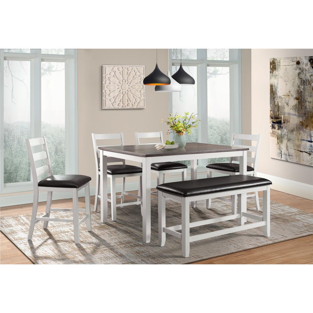 Picket House Furnishings Kona Counter Height 6PC Dining Set-Table, Four Chairs & Bench. Picture 2