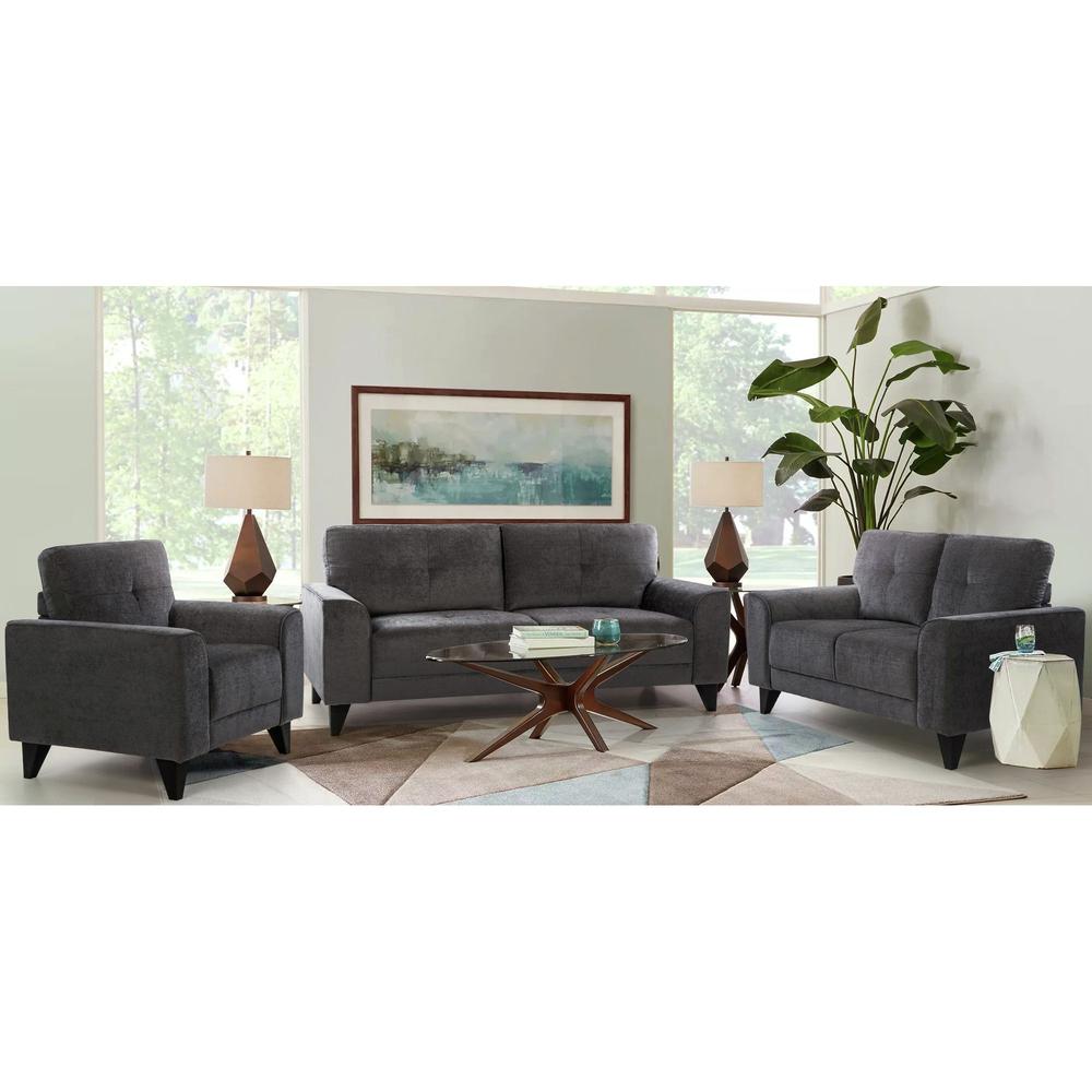 Picket House Furnishings Asher Loveseat in Charcoal. Picture 3