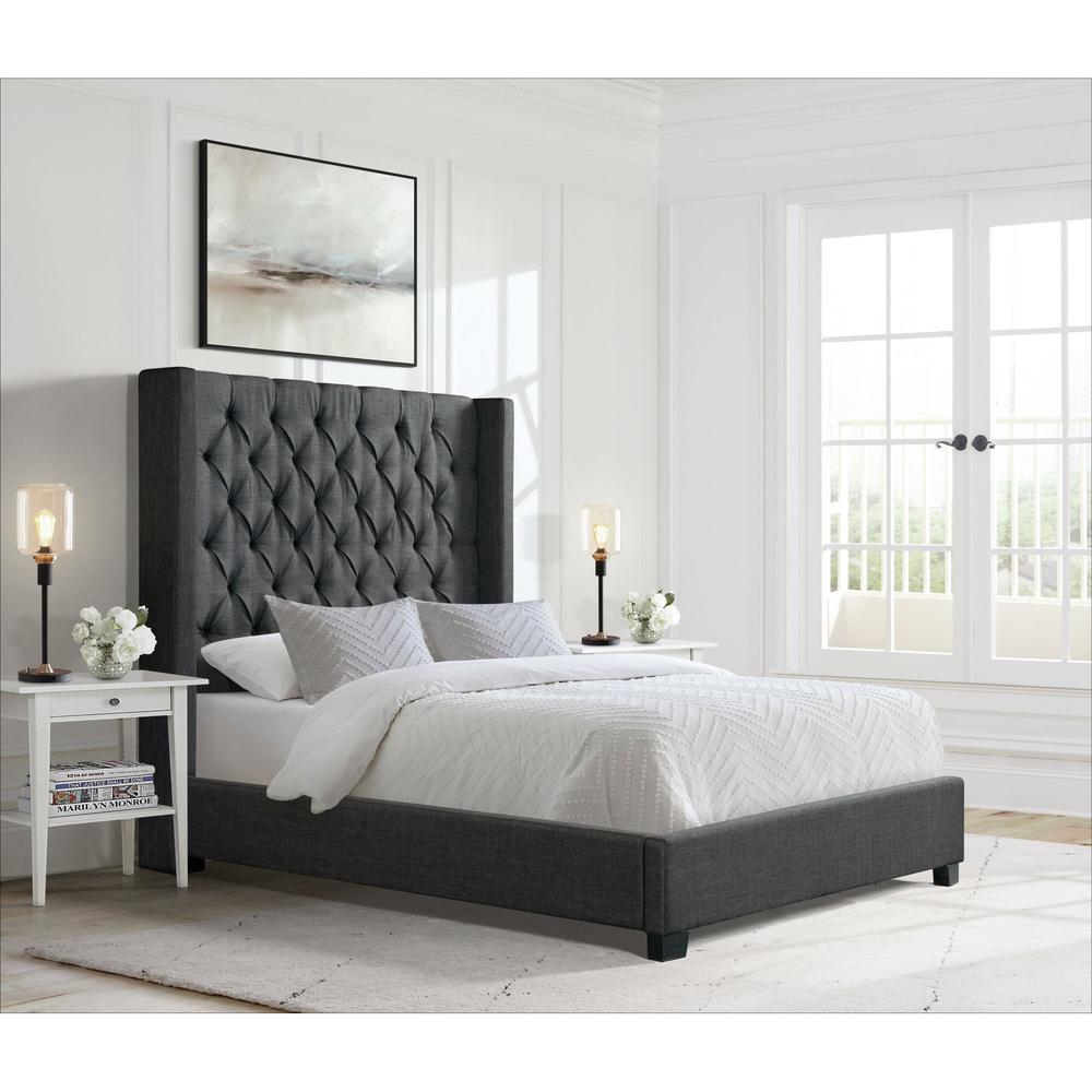 Picket House Furnishings Arden Queen Tufted Upholstered Bed in Charcoal. Picture 2