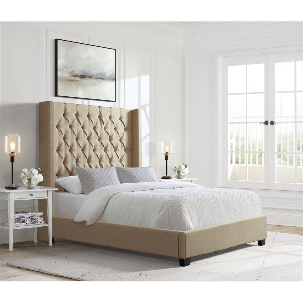 Picket House Furnishings Arden Queen Tufted Upholstered Bed in Natural. Picture 2