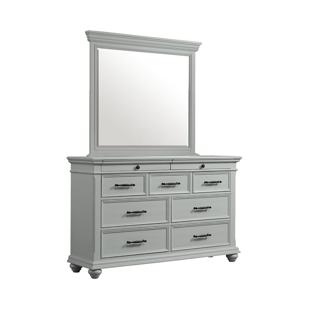 Picket House Furnishings Brooks 9-Drawer Dresser with Mirror in Grey. Picture 3
