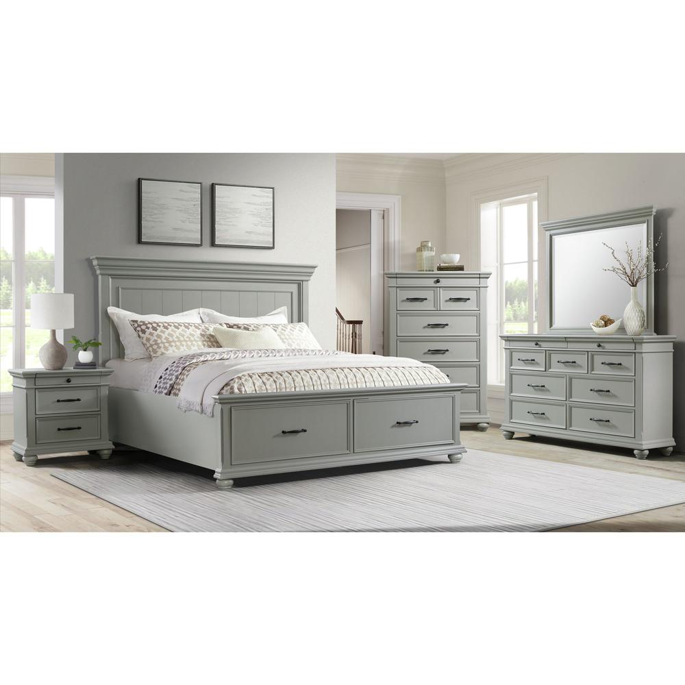 Picket House Furnishings Brooks King Platform Storage Bed in Grey. Picture 2