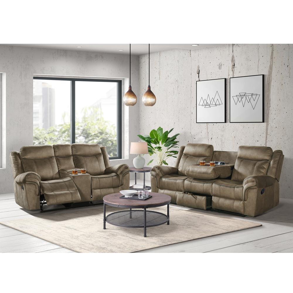 Tasso 3PC Living Room Set in T101 Brown-Sofa, Loveseat & Recliner. Picture 15
