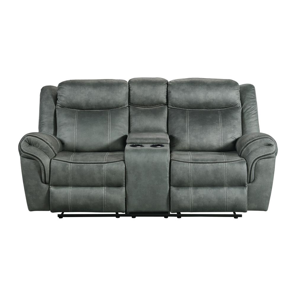 Tasso 3PC Living Room Set in FB367 Charcoal-Sofa, Loveseat & Recliner. Picture 3