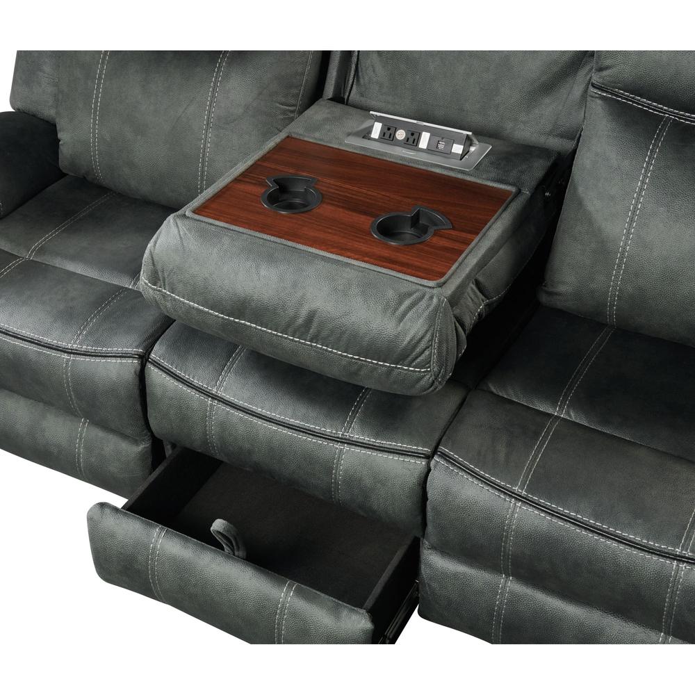 Tasso 3PC Living Room Set in FB367 Charcoal-Sofa, Loveseat & Recliner. Picture 10