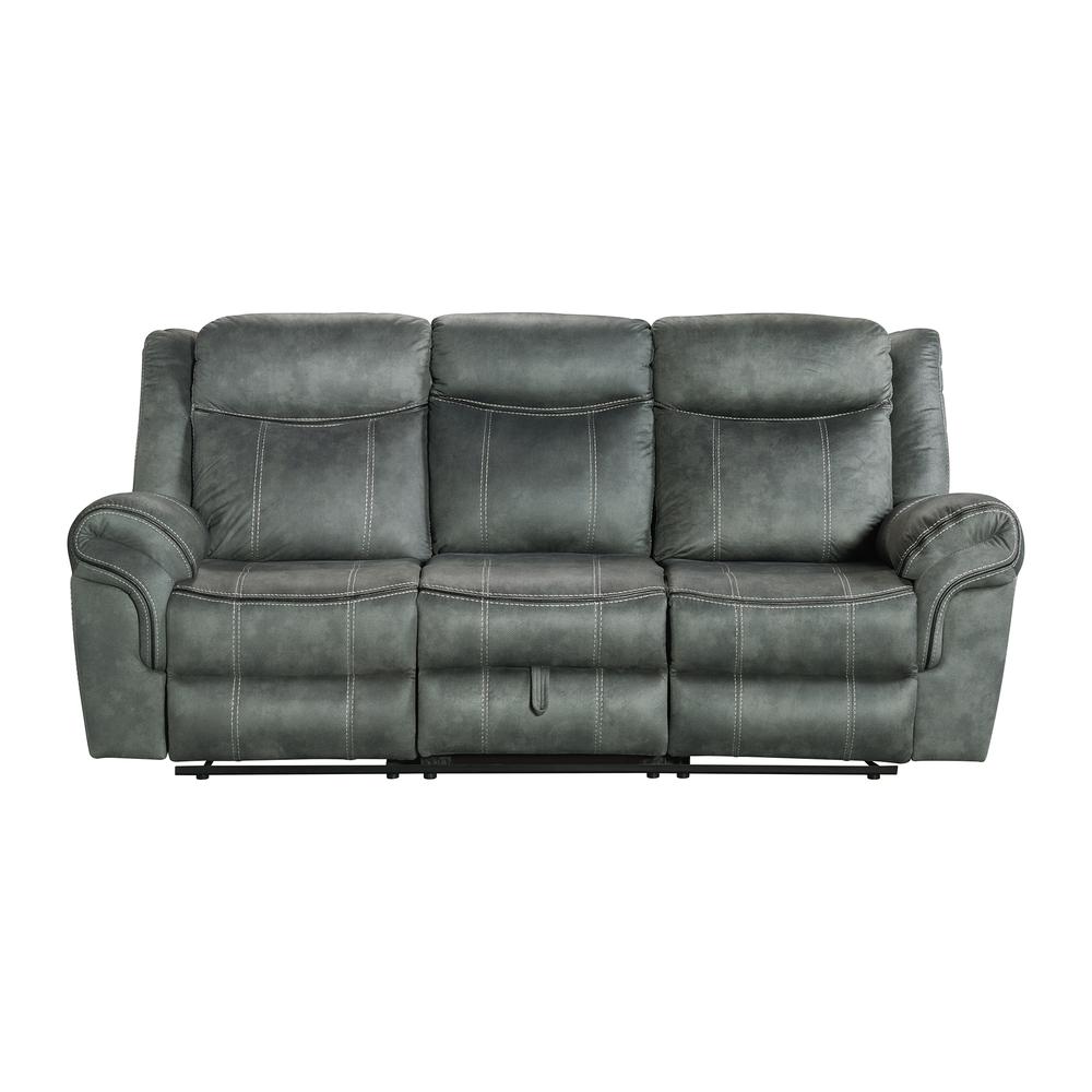 Tasso 3PC Living Room Set in FB367 Charcoal-Sofa, Loveseat & Recliner. Picture 2