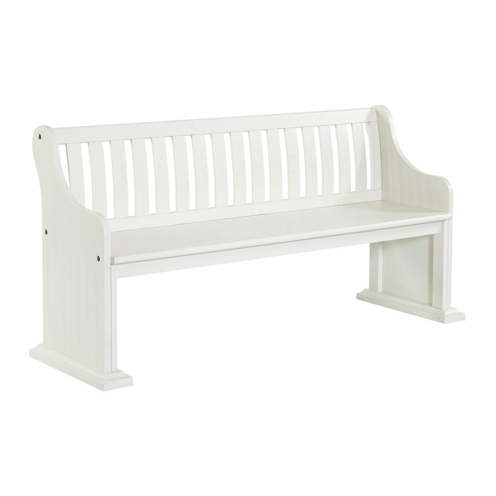 Picket House Furnishings Stanford Pew Bench in White. Picture 4