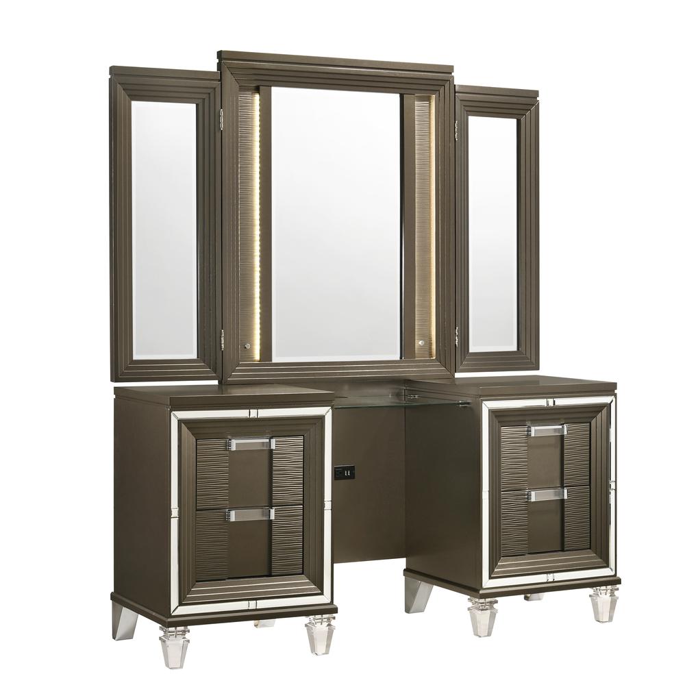 Picket House Furnishings Charlotte Vanity Set with USB in Copper. Picture 2