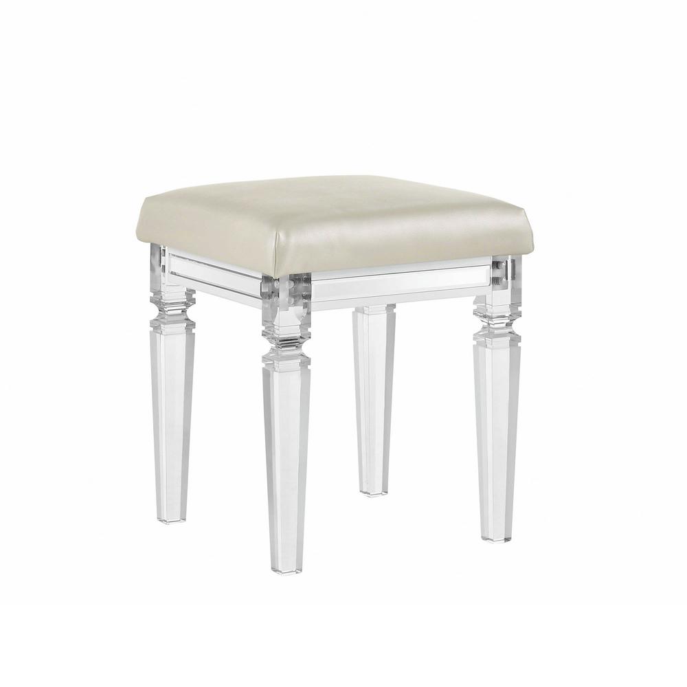 Picket House Furnishings Charlotte Vanity Stool with Acrylic Leg. Picture 3