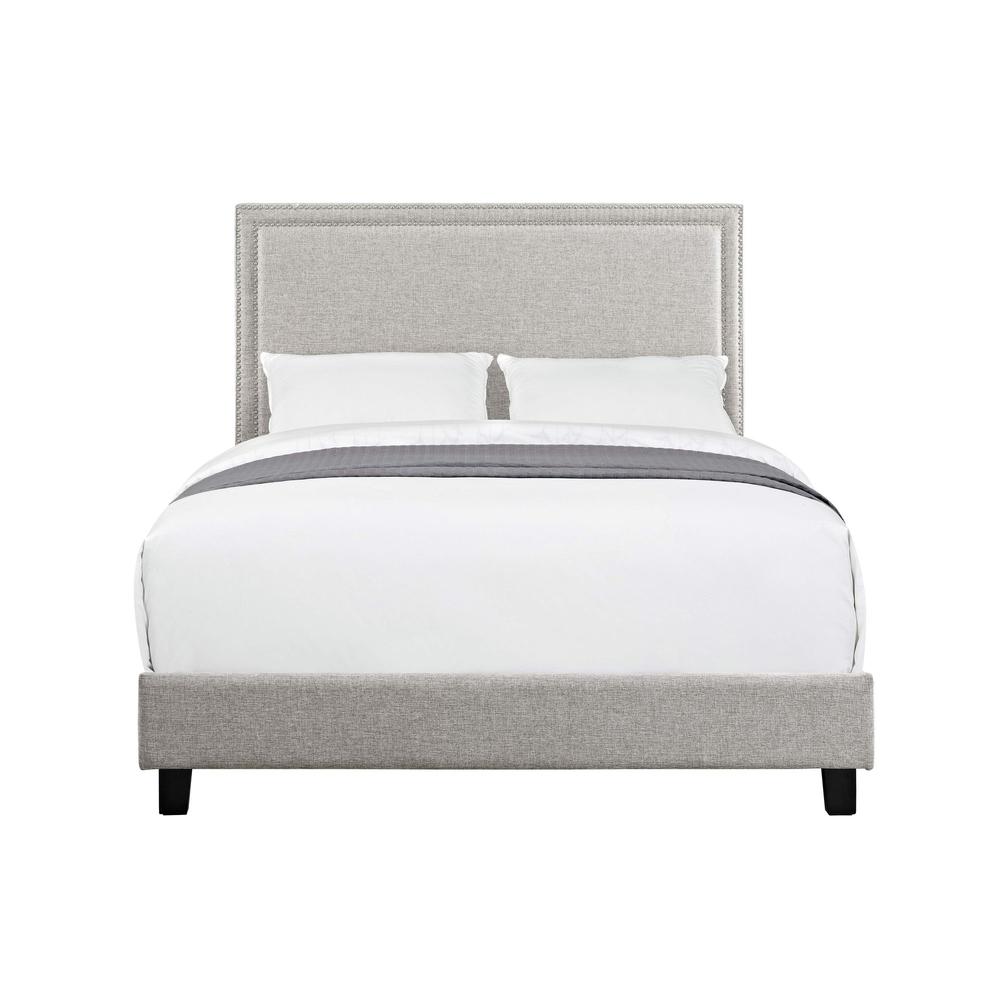 Picket House Furnishings Emery Upholstered Queen Platform Bed in Grey. Picture 5