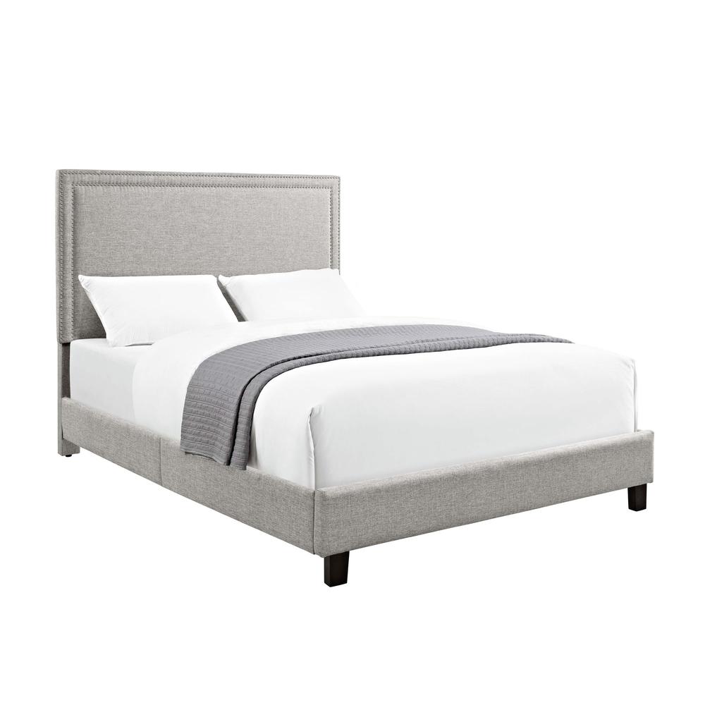 Picket House Furnishings Emery Upholstered Queen Platform Bed in Grey. Picture 1