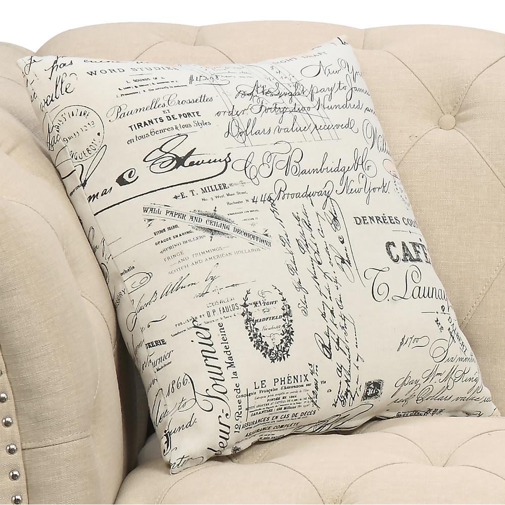 Twine Loveseat with French Script Pillows. Picture 14