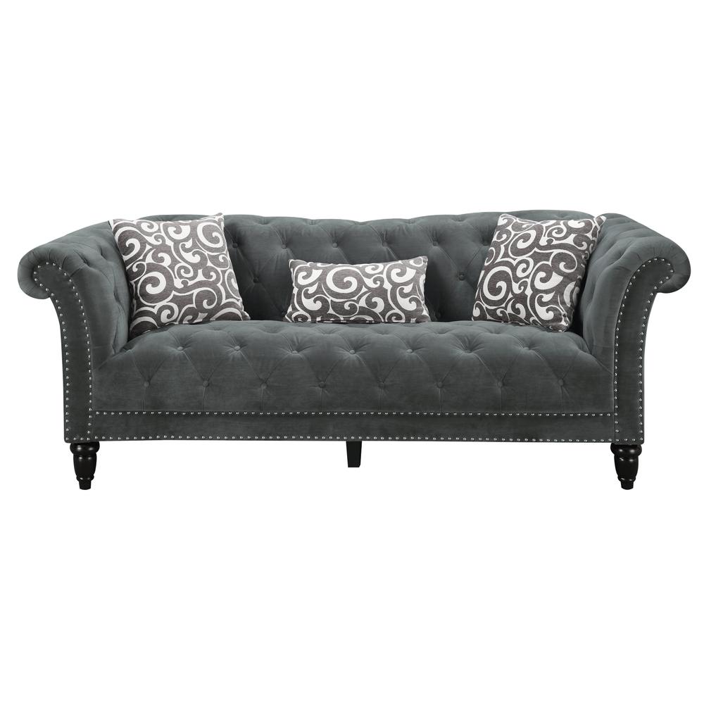 Twine Sofa with Gray Scroll Pillows. Picture 10