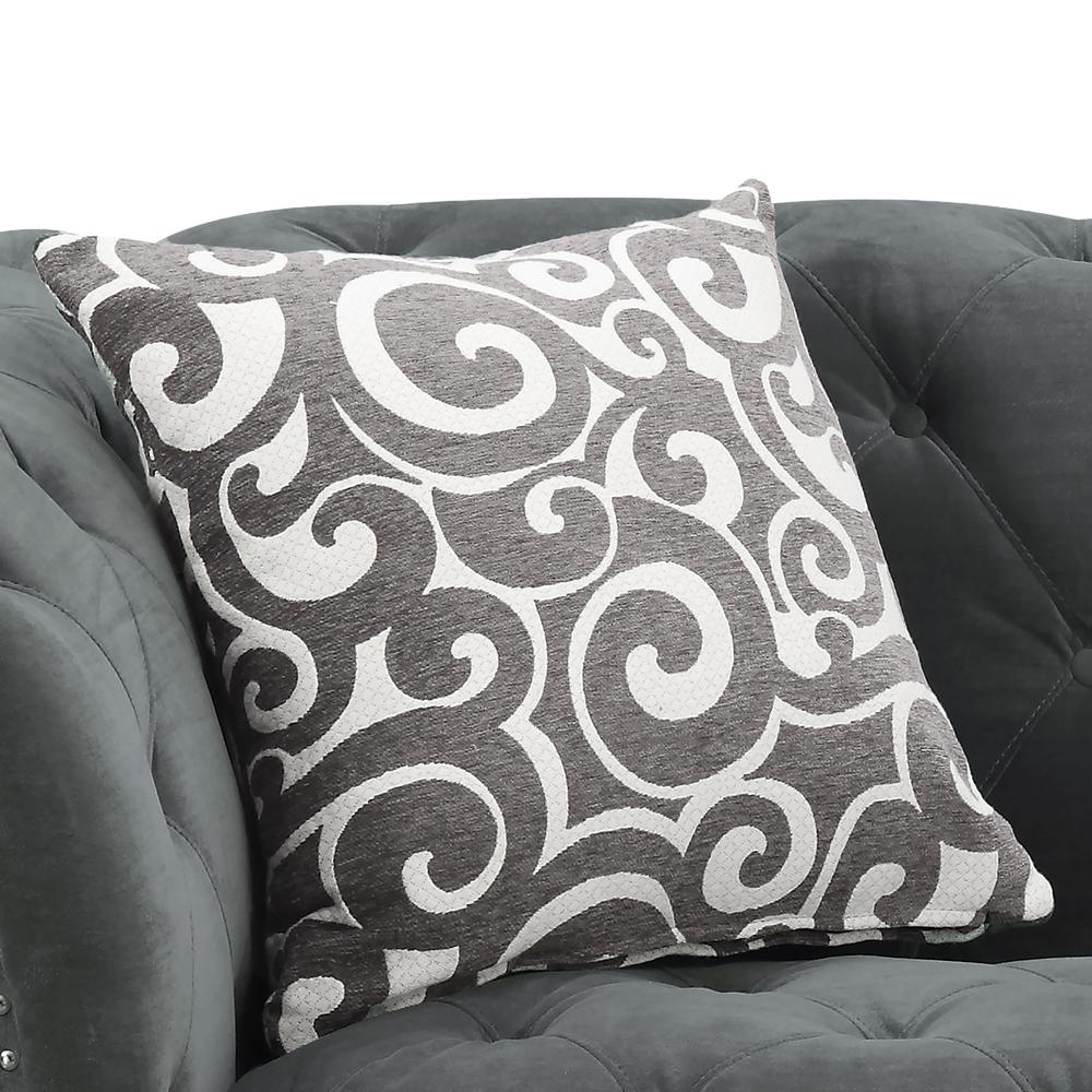 Twine Sofa with Gray Scroll Pillows. Picture 13