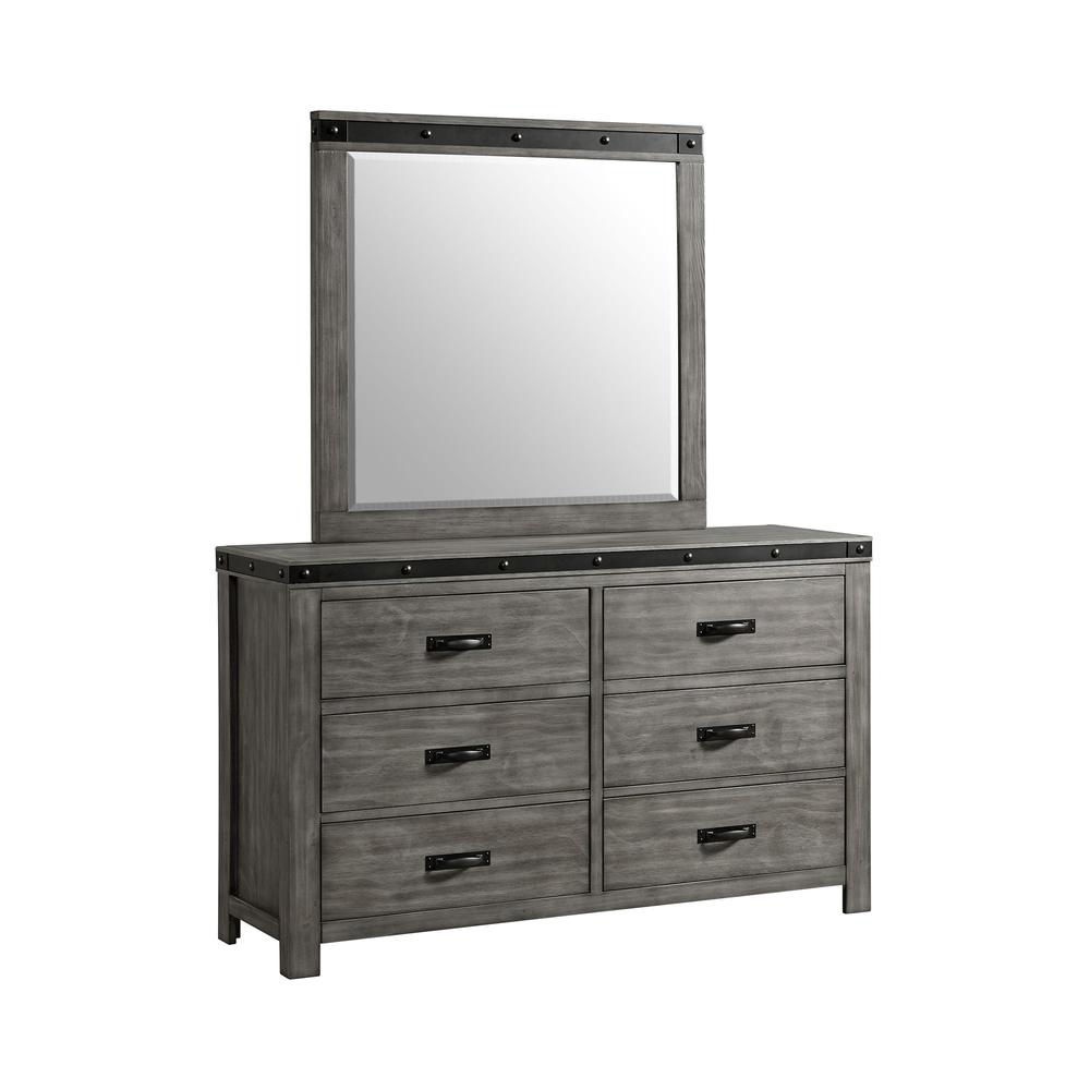Picket House Furnishings Montauk Youth 6-Drawer Dresser & Mirror Set in Grey. Picture 3