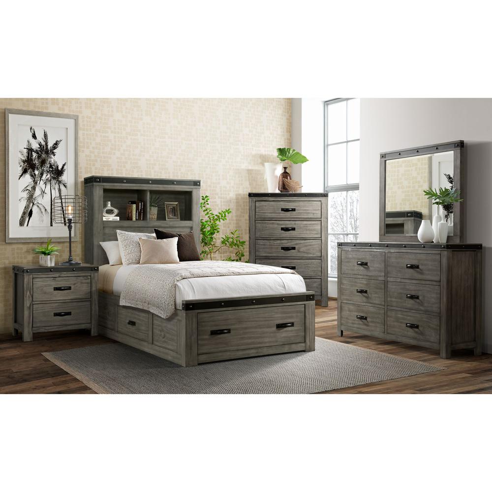 Picket House Furnishings Montauk Youth 6-Drawer Dresser & Mirror Set in Grey. Picture 2
