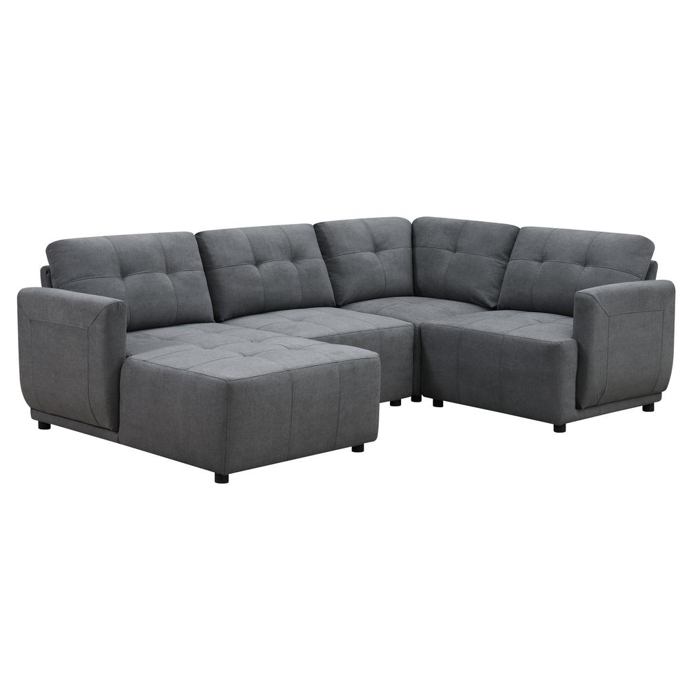 Picket House Furnishings Gianni Right Hand Facing Modular 4PC Sectional with Chaise in Charcoal. Picture 1