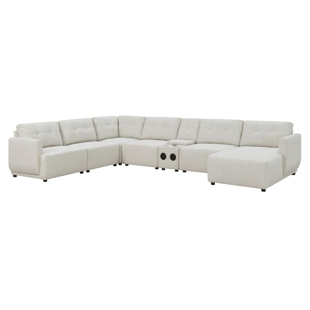 Picket House Furnishings Gianni Right Hand Facing Modular 7PC Sectional Set with Chaise in Natural. Picture 1